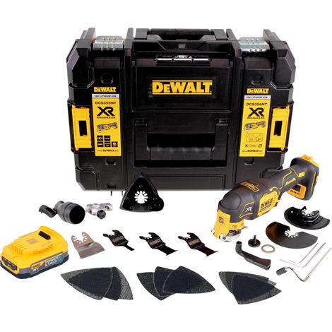 Multitool a batteria DeWalt DCS 356 NT 18 V brushless + 1 batteria Powerstack da 1,7 Ah + 20 accessori + TSTAK - senza caricabatterie (1/5)