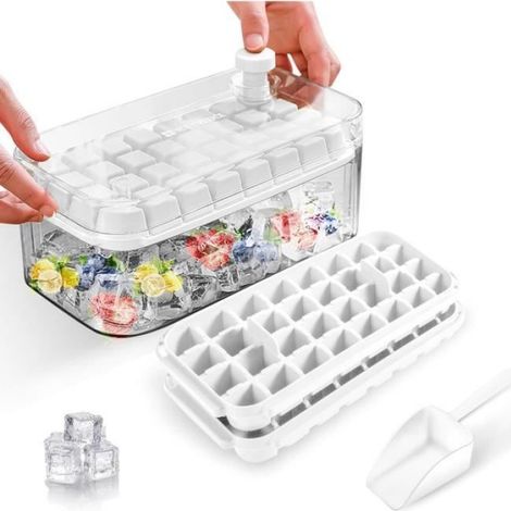 Bac a Glacon, Glacons Moule de Qualité Alimentaire Avec Couvercles, Libère Tous Les Glaçons en une Seconde, Sans BPA