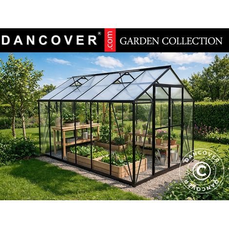 Gewächshaus Polycarbonat 8,94m2, 2,47x3,62x2,13m, Schwarz - Dancover