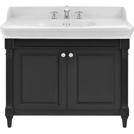Mueble de baño JACOB DELAFON Cléo 1889 gris intenso + lavabo de 3 orificios + mezclador de lavabo con crucetas cromado (1/5)