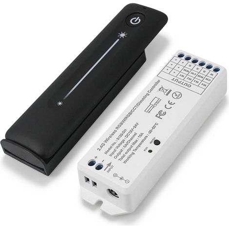 Télécommande Rf 2,4 Ghz: Variateur De Lumiere LED, Dc 12v-24v Contrôleur LED Rgbw Avec Télécommande Pour Smd, Cob, Rgbw, Rgb, Cct, Gradation Mono Couleur (Noir) (1/5)