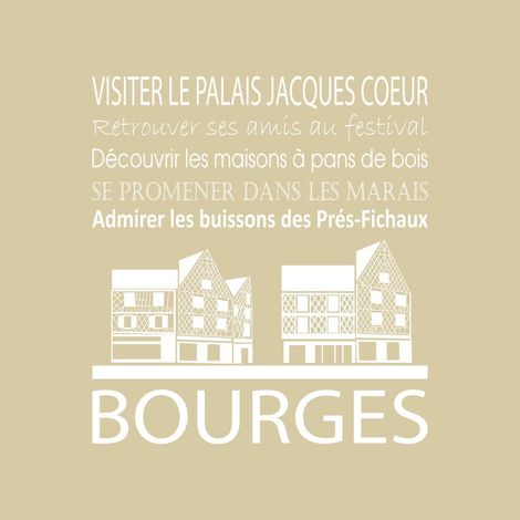 Tableau sur toile Bourges beige 30x30 cm - Impression sur Toile Murale Décorative - Image imprimée en HD sur Toile - Toile sur Châssis en Bois FSC - Fabriqué en France