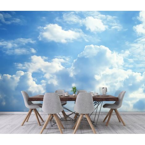 Vlies Fototapete HImmel 300x210 cm, Tapeten, für Wohn und Schlafzimmer, Vliestapete Wandtapete Tapete 3D Effekt- inkl. Kleister - Wolken Blau Weiß, WallArena (1/4)
