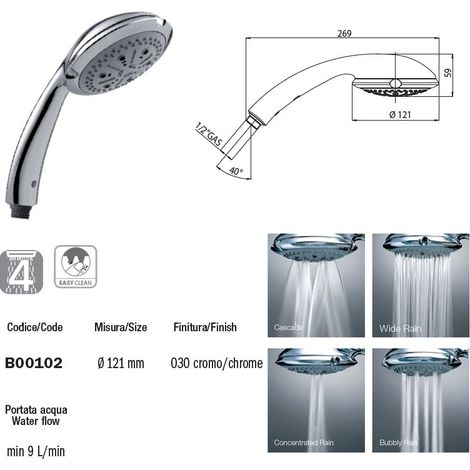 Doccia Ocean ø 121 - 113 mm 4 getti, cromo B00102000235005