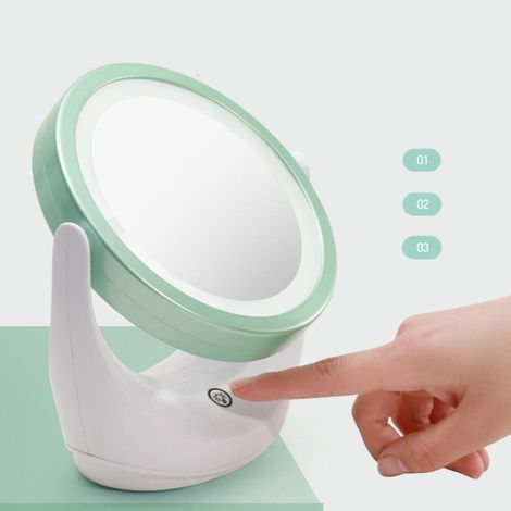 Doppio Specchio a led per trucco da tavolo girevole ingrandimento 5X WL8001 (1/5)