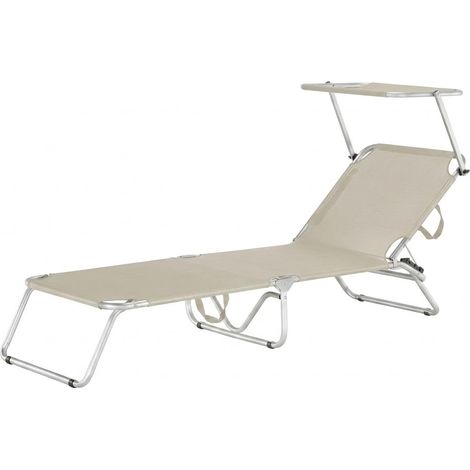 Lettino Mare Bahamas Prendisole con Tetto Parasole Giardino Piscina Bahamas Beige