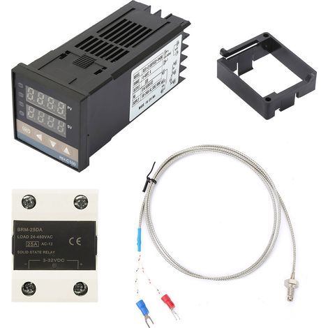Digitale PID-Temperaturregler-Kits für Wechselstrom 110–240 V, 0–400 °C, 25 A SSR und 1 m Thermoelement Typ M6 K (1/5)