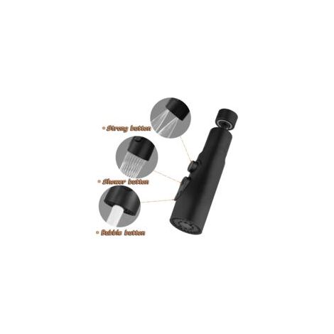 Aérateur de Robinet, 360° Pivotant Embout Robinet Cuisine avec 3 Modes Douchette Mousseur Robinet Economie Eau, Adaptateur Economiseur D'eau Pour Robinet Salle De Bain lavabo (Noir) (1/2)