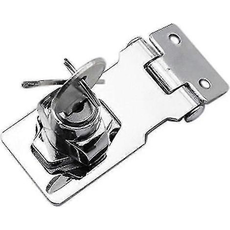 Verrou à moraillon en acier inoxydable avec cadenas et clé, pour portes, placards, tiroirs et serrures (6,4 cm), couleur argent. (1/3)