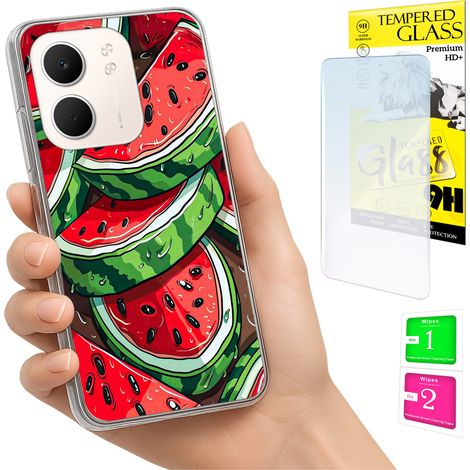 Coque pour Oppo A5X, coque arrière photo motif pastèque + verre 9H (1/5)