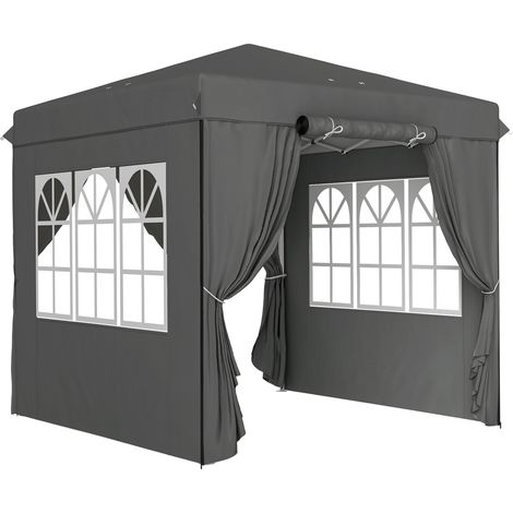 Carpa plegable pop-up 2,5 x 2,5 m con 4 paredes, gris oscuro (1/5)