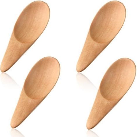Cuillères à sel et épices - Naturel - Lot de 4 mini cuillères en bois - 7 cm - Écologique - Durable (1/4)