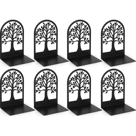 4 Paires Serre Livre, Cale Livre en Métal Rangement Livre Bloc Livre pour Étagère Presse Livre pour la Maison, Bureau, Écoles - Noir