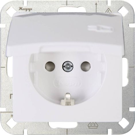 Kopp simple Insert Prise 2P+T avec clapet HK05 blanc arctique 920802008 1 pc(s) R472201 (1/3)