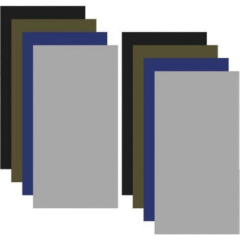 Kit de réparation pour tente : 8 patchs autocollants en nylon (20 x 10 cm), noir, gris, bleu, vert armée. (1/5)