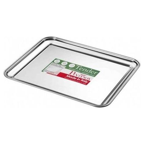 PINTINOX 53827248 TENDER Vassoio Rettangolare in Acciaio INOX 18-10 AISI 430 48x37x2 cm colore Acciaio