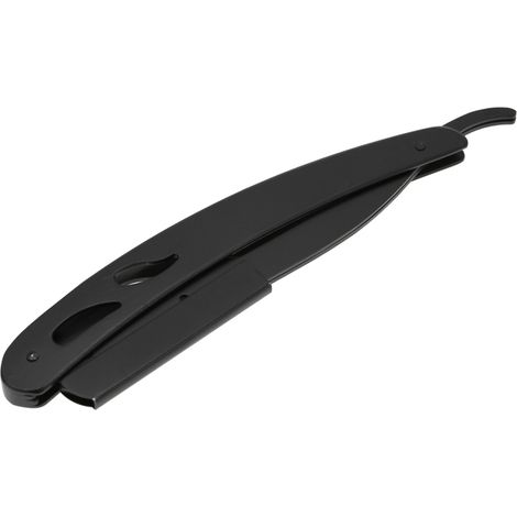 Support de Rasoir Droite Professionnel Pliable en Acier Inoxydable pour Barbe - Outil d'Épilation Noir (1/5)