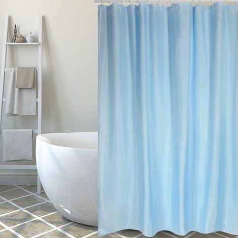 Cortina de Ducha SKY de Poliéster 180x200cm CALIDAD PREMIUM Azul Cielo - Anillas incluidas MSV (1/3)