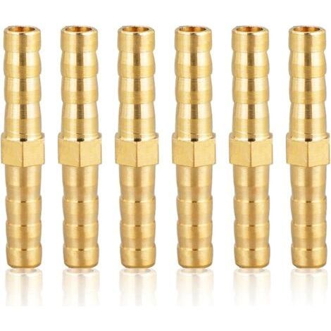 6 Stück 6 mm Messingrohrverschraubung, 6 mm (1/4 Zoll) Messingrohrverschraubung, gerader Widerhaken, Messingrohrverschraubung, Muffenverschraubung, Gewindeverschraubung, Messingbeschläge (1/3)
