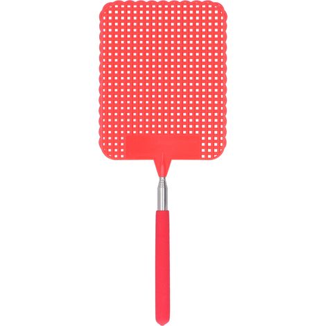 Lotiette rétractable en plastique anti-mouches moustiques avec tige acier inoxydable pour maison bureau rouge (1/5)
