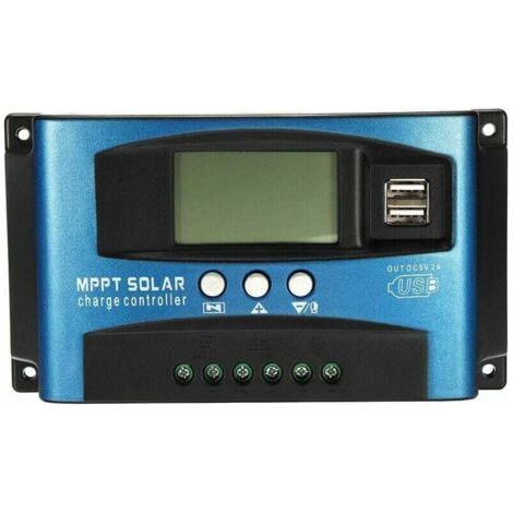 Régulateur de charge solaire 100A MPPT 12V/24V – Efficacité optimale – Écran LCD – Protection contre surcharge et décharge excessive (1/4)