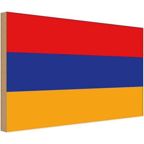 Panneau en bois 30x40 cm Drapeau et armoiries de l'Arménie (1/4)