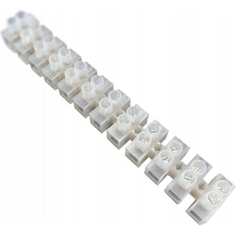 Barrette de connexion 12 bornes domino électrique 10mm 10A 400V PVC Blanc - HOROZ ELECTRIC (1/3)