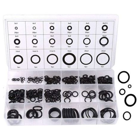 DEESSE SHOP-Kit de joints toriques 225 pièces – 18 tailles en caoutchouc NBR – Résistant à la chaleur et à l'huile – Pour plomberie et hydraulique (1/5)