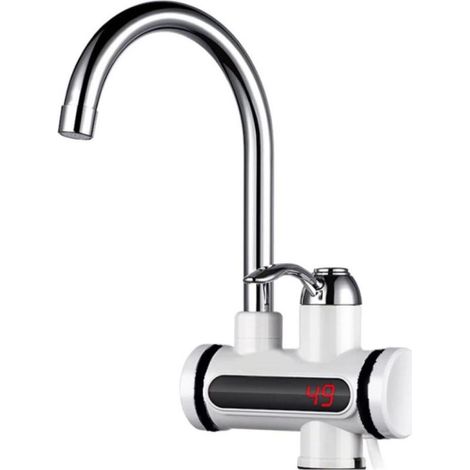 Robinet éLectrique Chaud Instantané 220v 3000w Chauffe Eau de Cuisine LED Robinet éLectrique en Acier Inoxydable ChaudièRe à Eau Chaude Rotative à 360 ° Robinet de Cuisine (1/5)