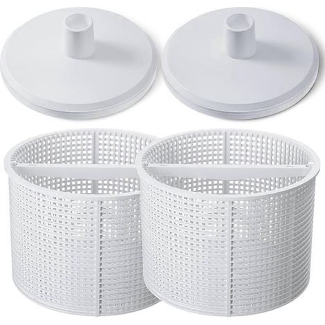 2 paniers d'écumoire de piscine SPX1082CA de 7 pouces et 2 plaques à vide SP1106 (1/5)