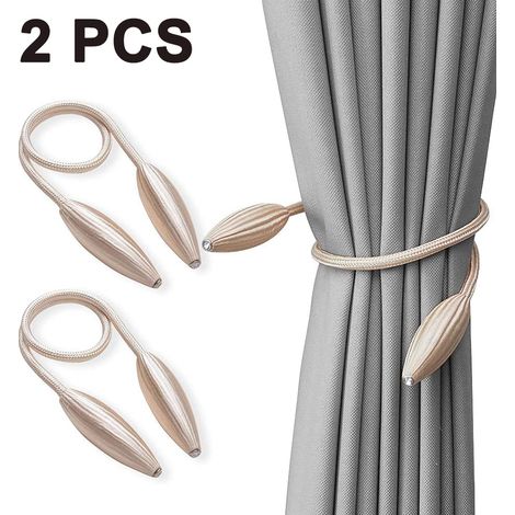 Attache Rideau Magnetique - 45 cm - Boule 2,5 cm - Pour Rideaux Fenêtre - Sans Perçage - Lot de 2 (1/5)