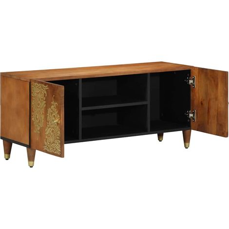 Meuble TV,Banc TV,Armoire TV Marron 105 x 33.5 x 46 cm Bois de manguier massif CFW920881 (1/5)