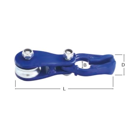 Gancio fune/catena con puleggia fune grado 100 con occhiello peso 1.21 Kg