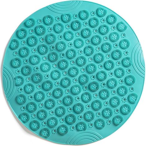 Tapis de Bain de Massage Rond Tapis Douche Antidérapant Tapis de Salle de Bain Tapis de Douche Lavable en Machine Tapis de Baignoire avec Trous de Drainage et Ventouses,55x55cm,Vert, 1pcs