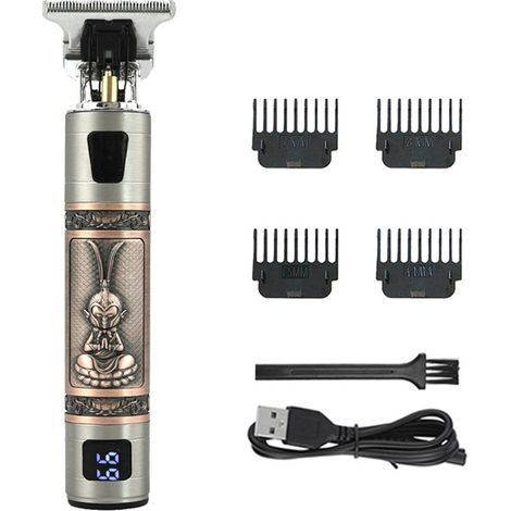 Tondeuse À Cheveux - Tondeuse À Barbe Sans Fil - Pour Hommes - 4 Sabots - Écran LED - Batterie Rechargeable