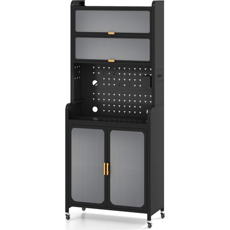 COSTWAY Kitchen Pantry Storage Cabinet 192 CM Tall Freestanding Metal Coffee Bar (1/5)
