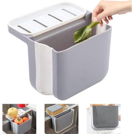Cubo de basura seco y húmedo,separación de residuos secos y húmedos,cubo de basura colgante,fregadero plegable,rejilla de filtro para cocina (1/5)