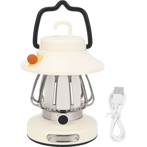 White Snail Electric Camping Lantern Portable Rechargeable 3 Light Colors Outdoor Camping Decoration Light (1/5)