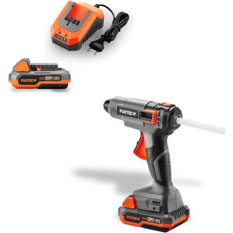 FUXTEC Pistola Colla a Caldo 20V FX-E1GG20-SET con Batteria e Caricatore