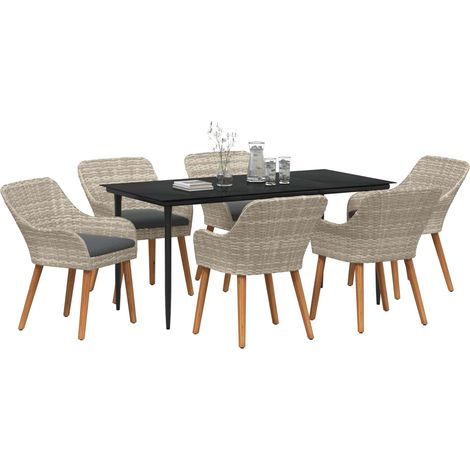 Maison Exclusive - Conjunto de Comedor de Jardín 7 pcs Gris Claro (1/5)