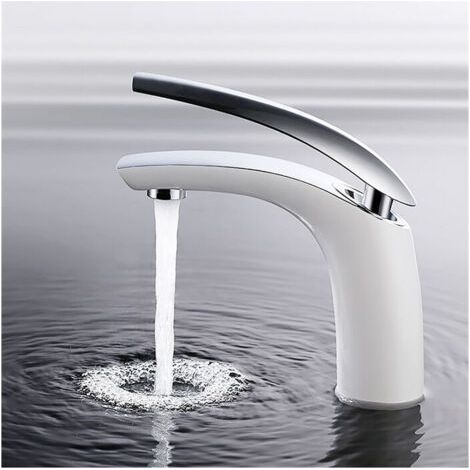 Robinet de salle de bain blanc, robinet de lavabo, robinet mitigeur de salle de bain, mitigeur monocommande pour salle de bain, blanc
