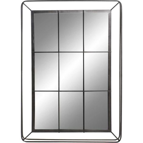 Miroir Mural Fenêtre Métal Noir - Hauteur 120cm (1/3)