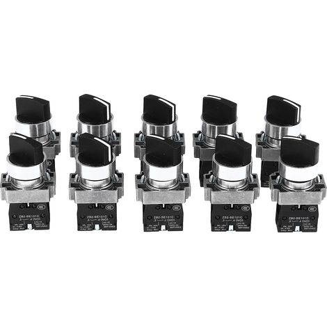 Lot de 10 interrupteurs à bouton rotatif autobloquants à 2 positions (1 NO) pour la commande de machines (1/5)