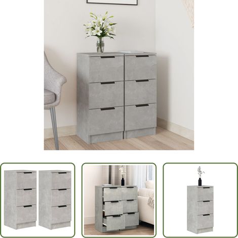 Holzwerkstoff -  Sideboards 2 Stk. Betongrau 30x30x70 cm Holzwerkstoff (1/5)