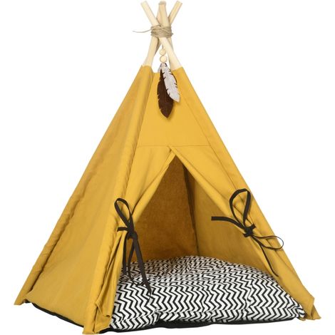 Tipi pour chien et chat avec coussin doux 60x60x76 cm, usage quotidien (1/5)