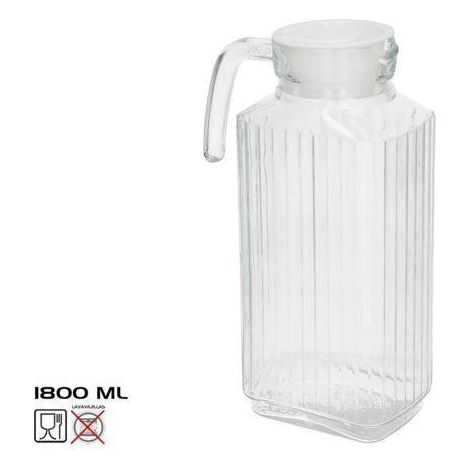 1,8 lts jarra cristal con tapa blanca para nevera capacidad 1800 ml.