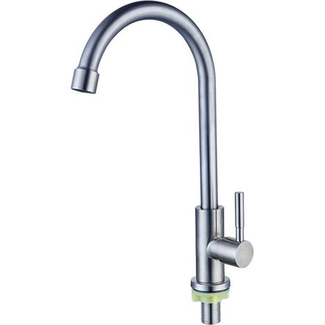 Robinet de cuisine en acier inoxydable 304 avec mitigeur unique, robinet d'eau froide, compatible avec les systèmes de plomberie standard. (1/4)