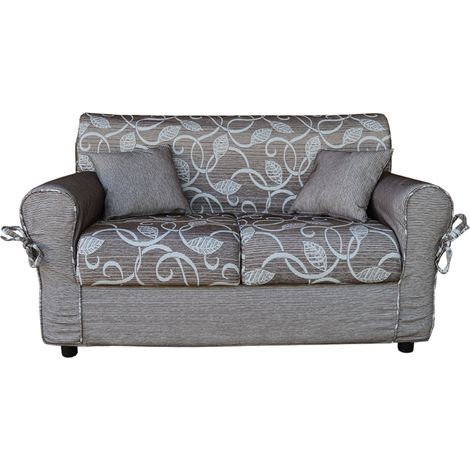 Divano 2 posti in tessuto sfoderabile 150 cm PANAMA Marrone/Beige (1/5)