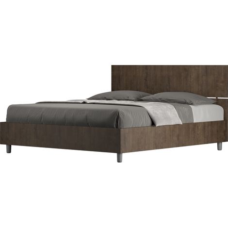 Letto Matrimoniale 160x190 cm Senza Rete Testata Dritta Demas Noce (1/5)