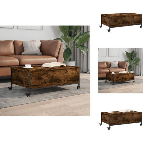 Couchtisch mit Rollen Räuchereiche 91x55x34 cm Holzwerkstoff - Couchtisch - Wohnzimmerstil - Holzmöbel - Sideboard - Rauchereiche Möbel (1/5)